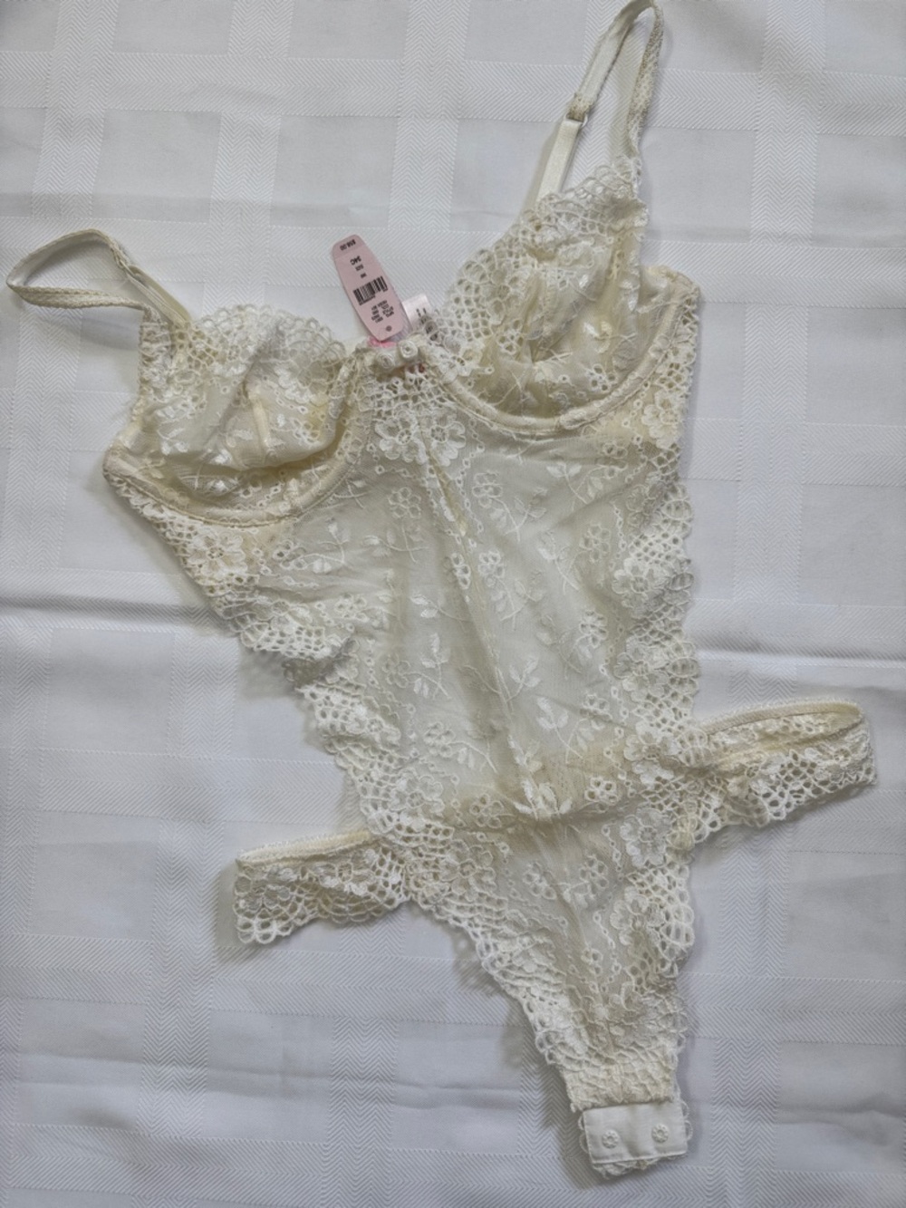 NWT 34C Victoria's Secret Ivory Lace Bodysuit Teddy